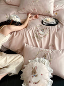 100S Floral Embroidery Elegance Bedding Set